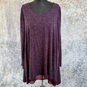 UMGEE Maroon Tunic Sweater Sheer Underlay M